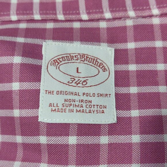 Brooks Brothers Long Sleeve Button Down Purple/White Windowpane Shirt LARGE - Picture 3 of 6